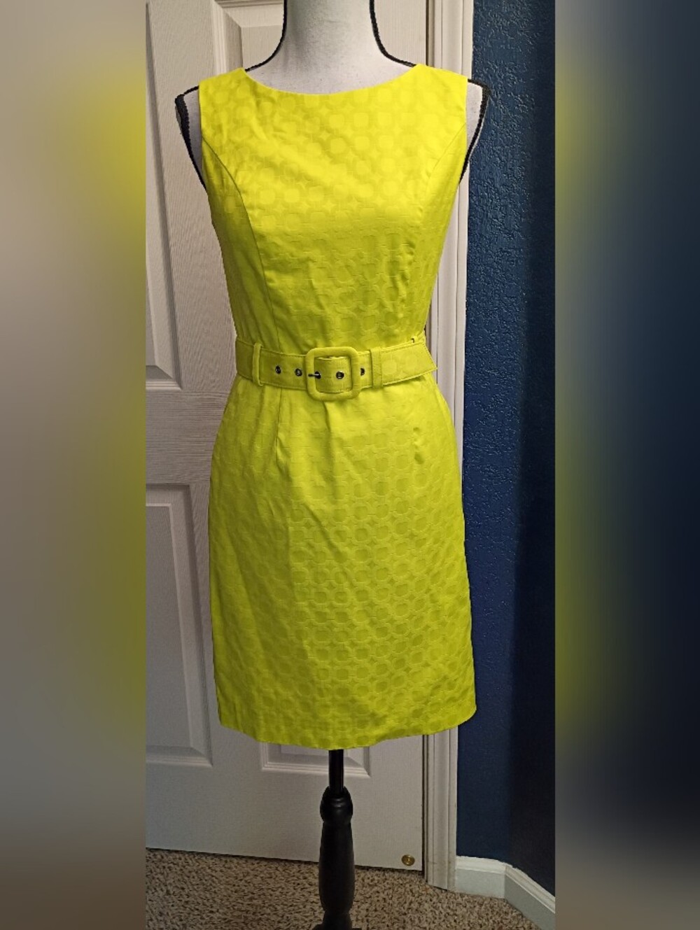 Banana Republic Neon Yellow Belted Sheath Dress